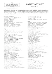 Artist Set List Move It!