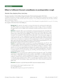 Effect of Different Thoracic Anesthesia on Postoperative Cough