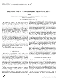 The Leonid Meteor Shower: Historical Visual Observations