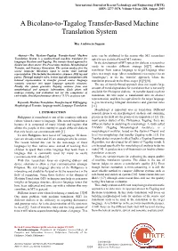 A Bicolano-To-Tagalog Transfer-Based Machine Translation System