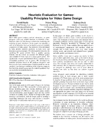 Heuristic Evaluation for Games: Usability Principles for Video Game