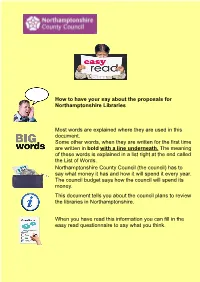 How to Have Your Say About the Proposals for Northamptonshire Libraries