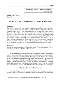 Lithuanian Poles As an Element of the Hybrid War