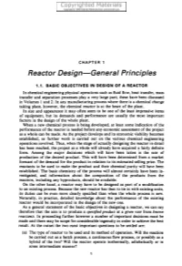 Reactor Design-General Principles
