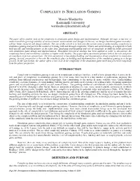 Complexity in Simulation Gaming