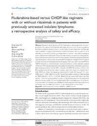Fludarabine-Based Versus Chop-Like Regimens with Or Without Rituximab in Patients with Previously Untreated Indolent Lymphoma