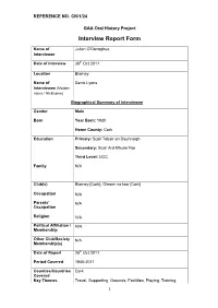 GAA Oral History Project Interview Report Form
