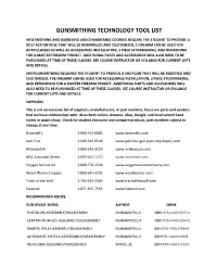 Gunsmithing Technology Tool List