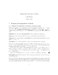 Math 210C Lecture 2 Notes