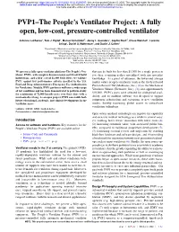 PVP1–The People's Ventilator Project: a Fully Open, Low-Cost