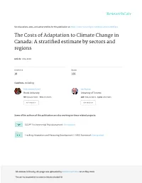 The Costs of Adaptation to Climate Change in Canada: a Stratified Estimate by Sectors and Regions