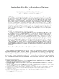 Annotated Checklist of the Freshwater Fishes of Suriname