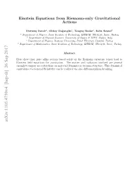 Einstein Equations from Riemann-Only Gravitational Actions