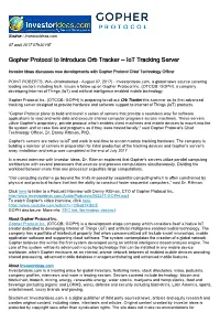 Gopher Protocol to Introduce Orb Tracker -- Iot Tracking Server