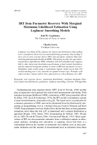IRT Item Parameter Recovery with Marginal Maximum Likelihood Estimation Using Loglinear Smoothing Models