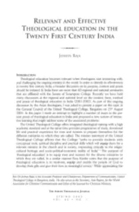 Relevant and Effective Theological Education in the Twenty First Century India