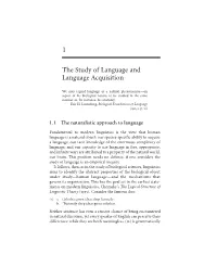 The Study of Language and Language Acquisition