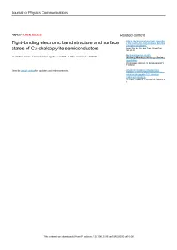 Tight-Binding Electronic Band Structure and Surface States of Cu- OPENACCESS Chalcopyrite Semiconductors