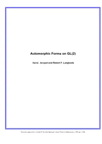 Automorphic Forms on GL(2)