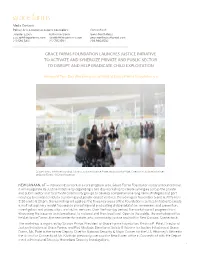 Grace Farms Foundation Launches Justice Initiative to Activate and Synergize Private and Public Sector to Disrupt and Help Eradicate Child Exploitation