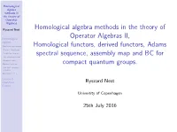 Homological Algebra Methods in the Theory of Operator Algebras