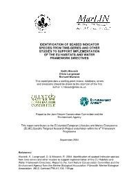 Identification of Seabed Indicator Species from Time-Series and Other Studies to Support Implementation of the Eu Habitats and Water Framework Directives