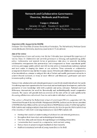 Network and Collaborative Governance: Theories, Methods and Practices