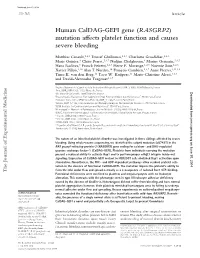 (RASGRP2) Mutation Affects Platelet Function and Causes Severe Bleeding