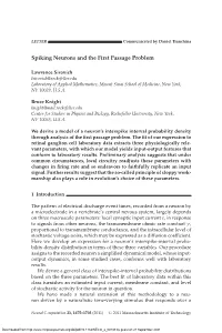 Spiking Neurons and the First Passage Problem