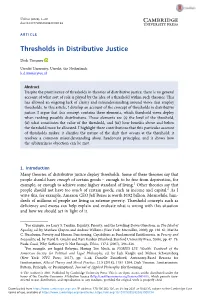 Thresholds in Distributive Justice