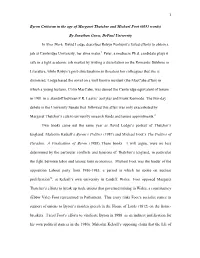 1 Byron Criticism in the Age of Margaret Thatcher and Michael