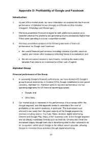Appendix D: Profitability of Google and Facebook