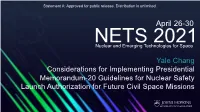 April 26-30 NETS 2021 Nuclear and Emerging Technologies for Space