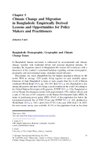 Climate Change and Migration in Bangladesh: Empirically Derived Lessons and Opportunities for Policy Makers and Practitioners