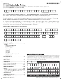 Equine Color Testing Form Ship Fees Update 8-18-2020