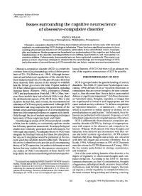 Issues Surrounding the Cognitive Neuroscience of Obsessive-Compulsive Disorder