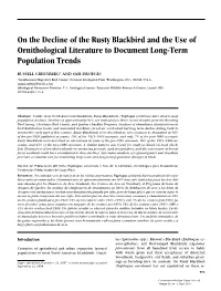 On the Decline of the Rusty Blackbird and the Use of Ornithological Literature to Document Long-Term Population Trends