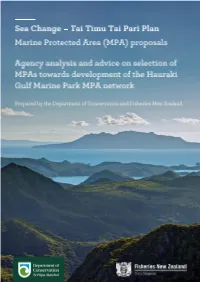 Sea Change Proposals for the Mokohinau Islands