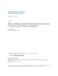 Effects of Enhancement Solution Ph on Fresh and Cooked Color of Dark-Cutting Beef Ryan Stackhouse University of Arkansas, Fayetteville