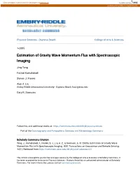 Estimation of Gravity Wave Momentum Flux with Spectroscopic Imaging