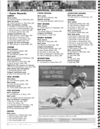 • Game Records (PUNTING CONTINUED) (INTERCEPTIONS CONTINUED) CARRIES Most Yards Most Yards Returned 125, Kelly Johnson Vs