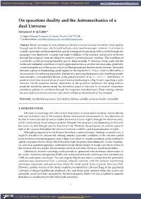 On Spacetime Duality and the Astromechanics of a Dual Universe