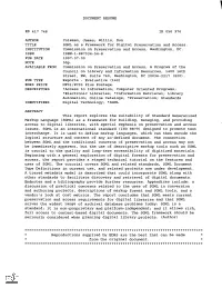 SGML As a Framework for Digital Preservation and Access. INSTITUTION Commission on Preservation and Access, Washington, DC