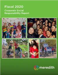 2020 Corporate Social Responsibility Report Fiscal 2020 Corporate Social Responsibility Report