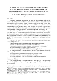Analysis and Evaluation of Sports Fight in Mixed Martial Arts with Using of Augmented Reality As an Element of Coach Control in This Discipline