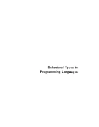 Behavioral Types in Programming Languages