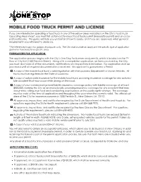 If You Are Interested in Operating a Food Truck in Any of the Yellow Areas
