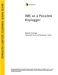 IME As a Possible Keylogger