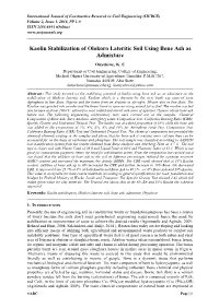 Kaolin Stabilization of Olokoro Lateritic Soil Using Bone Ash As Admixture