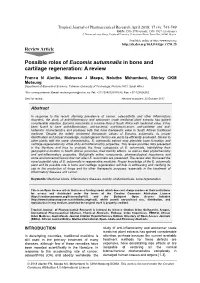 Possible Roles of Eucomis Autumnalis in Bone and Cartilage Regeneration: a Review